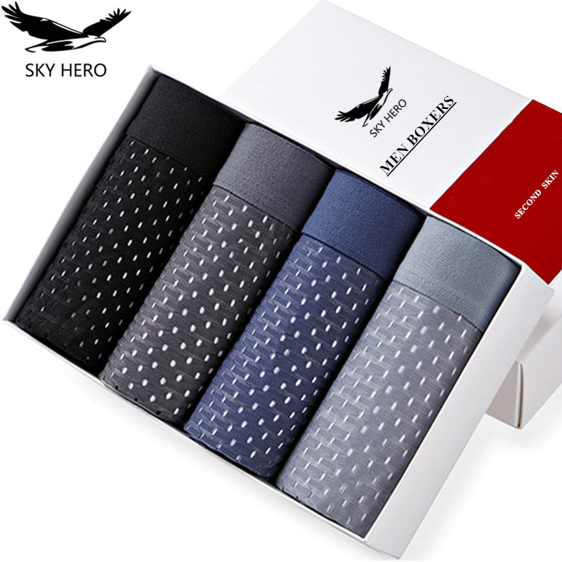 Multi Pack Underwear - 4ชิ้น/ล็อตชุดชั้นในผู้ชายกางเกงนักมวยกางเกงขาสั้นกางเกงชายชายตาข่ายเซ็กซี่ Homme ไม้ไผ่ผ้าไหมไนล่อนขนาดใหญ่ขนาด6XL 7XL