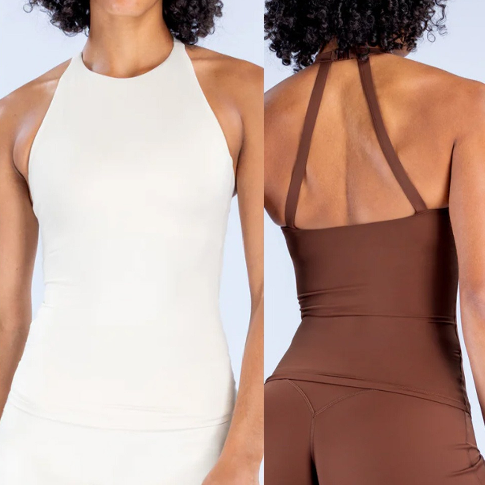 Suspender Tank Top - เสื้อกล้ามผู้หญิงแบบฮอลเตอร์พร้อมบราในตัว เสื้อโยคะแห้งเร็ว ทรงเข้ารูป เสื้อครอปออกกำลังกาย เสื้อกีฬาใส่วิ่งและใส่ในชีวิตประจำวันสำหรับฤดูร้อน