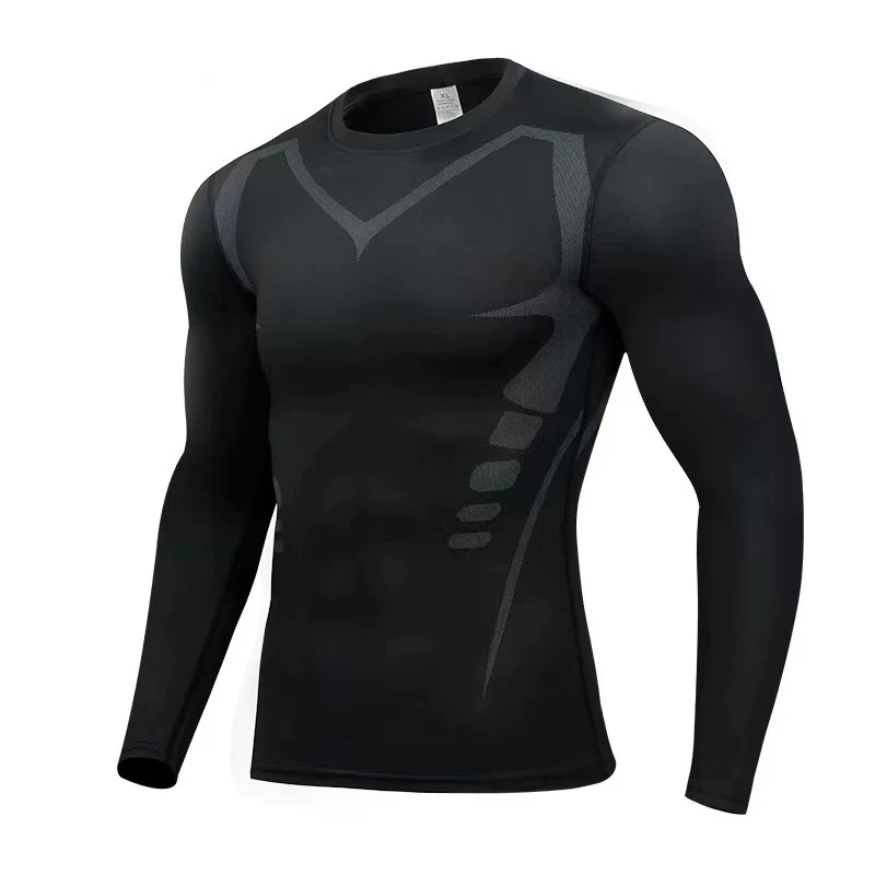 T Shirt Tight Fit - เสื้อยืดกีฬาแขนยาวสำหรับผู้ชาย ทรงเข้ารูป ดูดซับเหงื่อ ระบายอากาศได้ดี ยืดหยุ่นสูง เหมาะสำหรับการฝึกซ้อมบาสเกตบอล