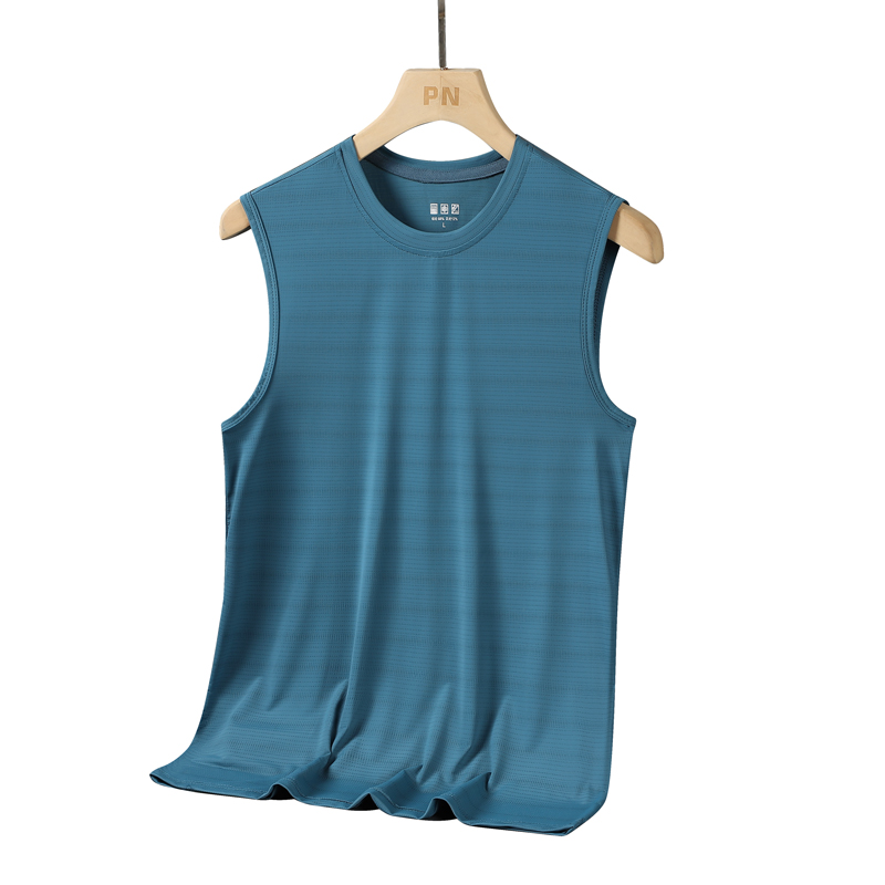 Sleeveless Undershirt - ฤดูร้อนใหม่คุณภาพสูงผ้าไหมน้ําแข็งแห้งเร็วรอบคอ Camisole เสื้อยืดกีฬากลางแจ้งผู้ชายแขนกุด