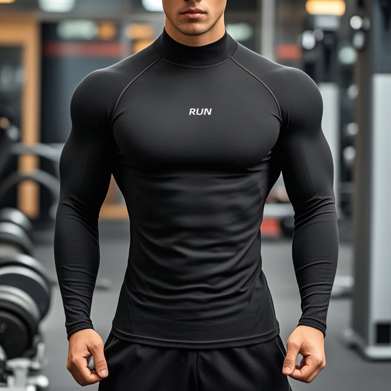 เสื้อยืดแขนยาวคอเต่าสำหรับผู้ช - T Shirt Tight Fit บทวิจารณ์และราคา