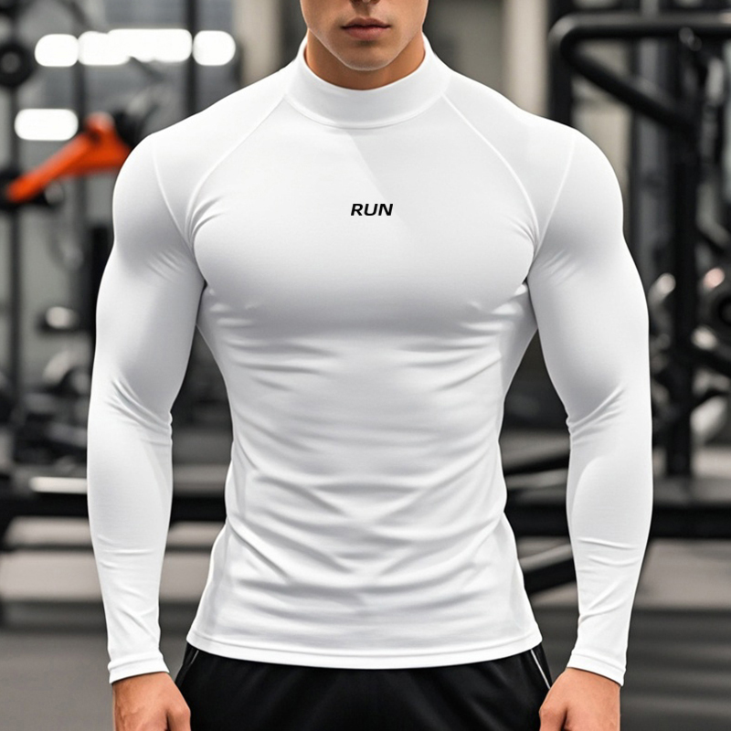 เสื้อยืดแขนยาวคอเต่าสำหรับผู้ช - T Shirt Tight Fit บทวิจารณ์และราคา