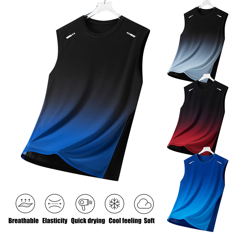 เสื้อกีฬาผู้ชายแบบไล่เฉดสี น้ำ - Sleeveless Undershirt บทวิจารณ์และราคา